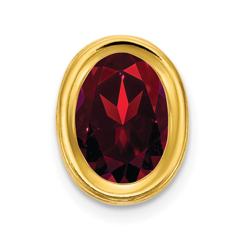 14K Yellow Gold 7x5mm Oval Garnet bezel pendant