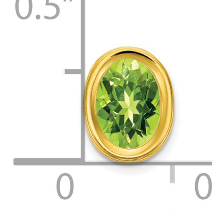 14K Yellow Gold 7x5mm Oval Peridot Checker bezel pendant
