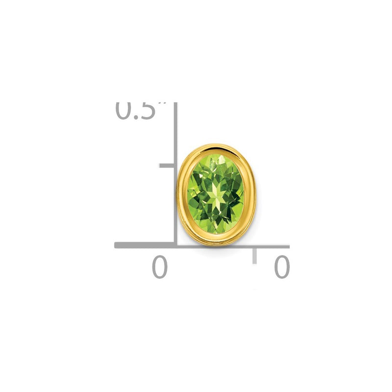14K Yellow Gold 7x5mm Oval Peridot Checker bezel pendant