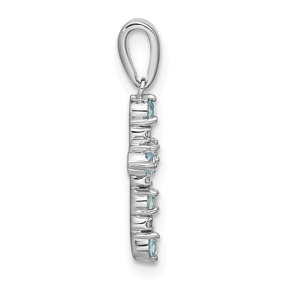 14K White Gold Aquamarine and Diamond Cross Pendant
