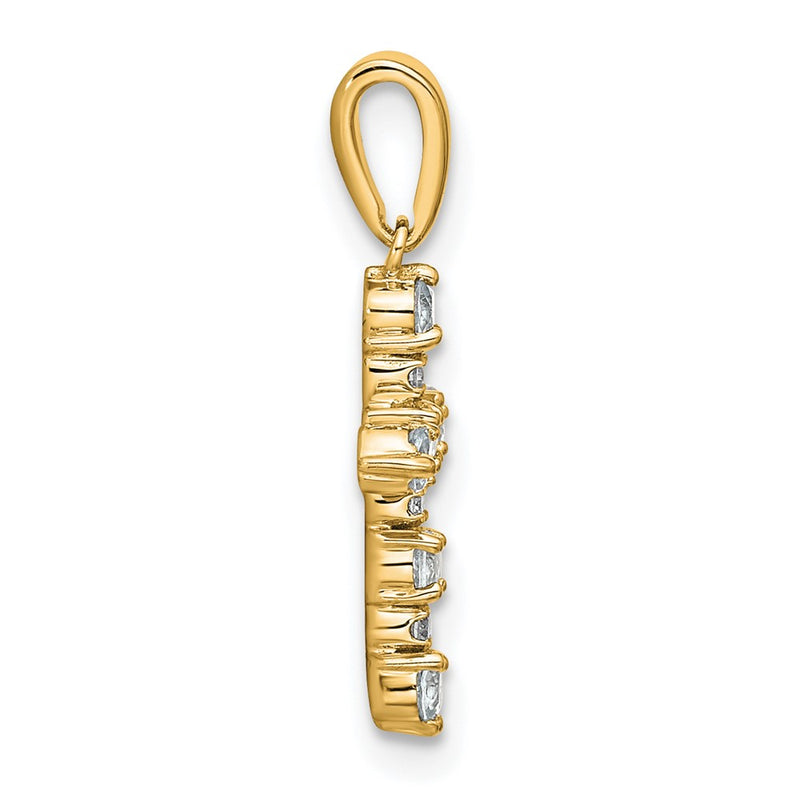 14K Yellow Gold White Topaz and Diamond Cross Pendant