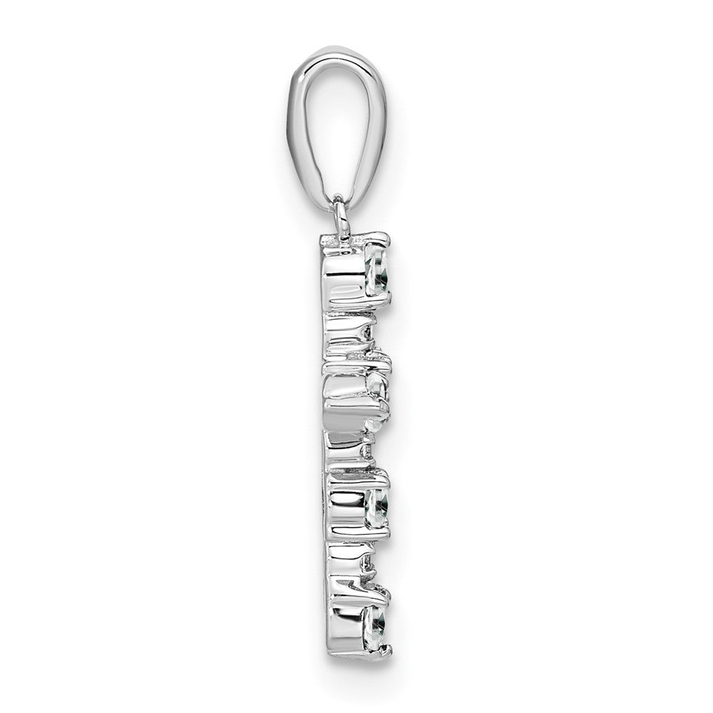 14K White Gold White Topaz and Diamond Cross Pendant