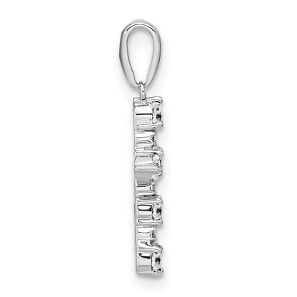 14K White Gold White Topaz and Diamond Cross Pendant