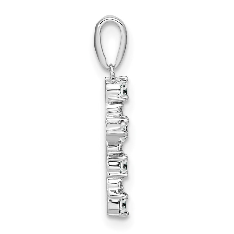 14K White Gold White Topaz and Diamond Cross Pendant
