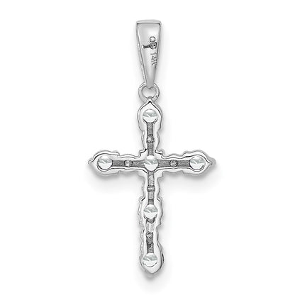 14K White Gold White Topaz and Diamond Cross Pendant
