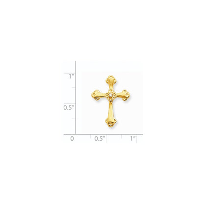 14K Yellow Gold AAA Real Diamond Cross