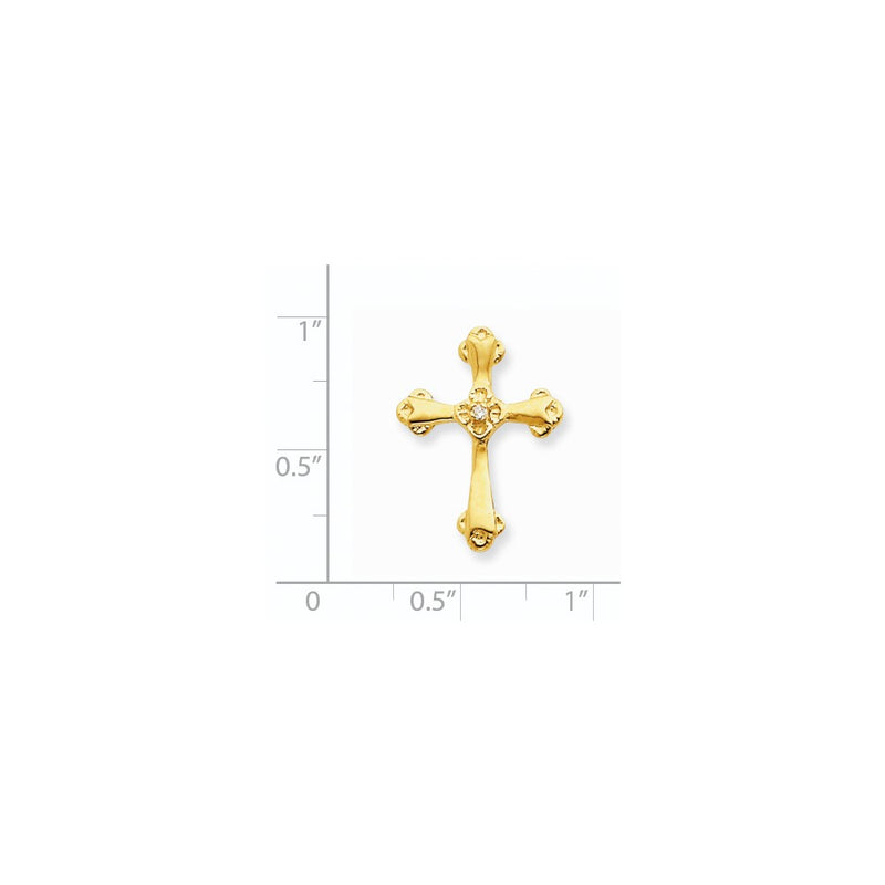 14K Yellow Gold AAA Real Diamond Cross