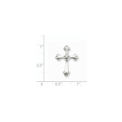 14K White GoldAAA Real Diamond Cross