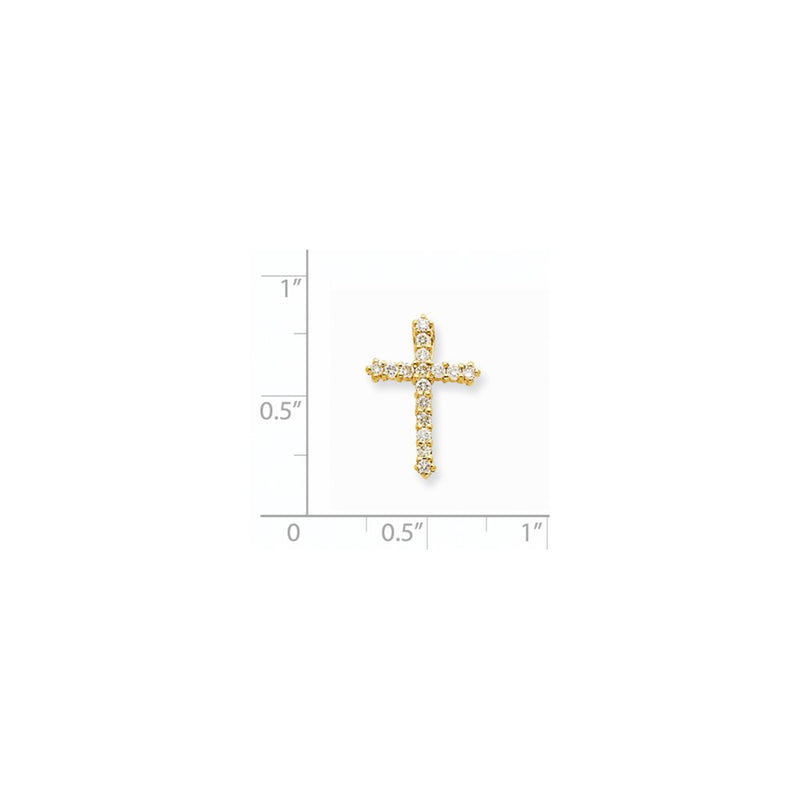 14K Yellow Gold AA Real Diamond Cross Pendant