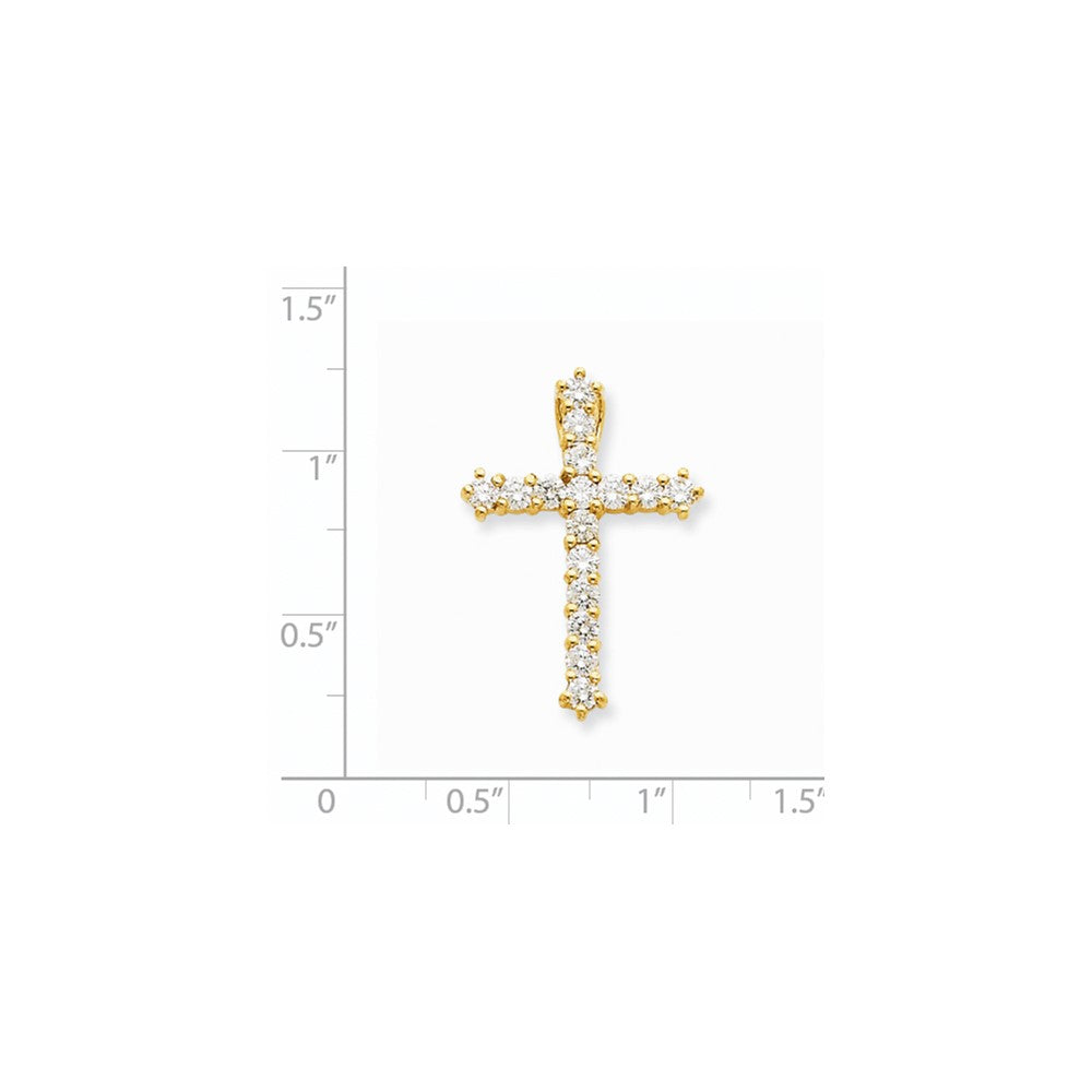 14K Yellow Gold AAA Real Diamond Cross