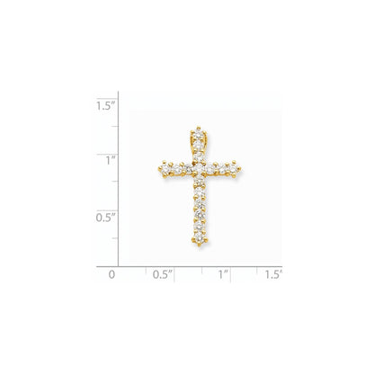 14K Yellow Gold AAA Real Diamond Cross