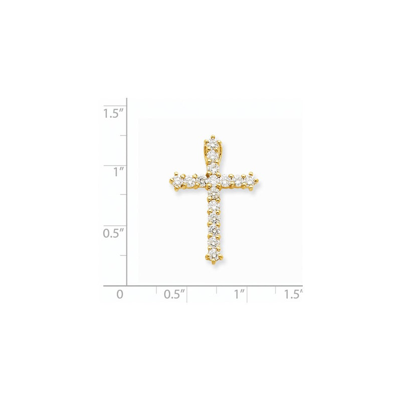 14K Yellow Gold AAA Real Diamond Cross