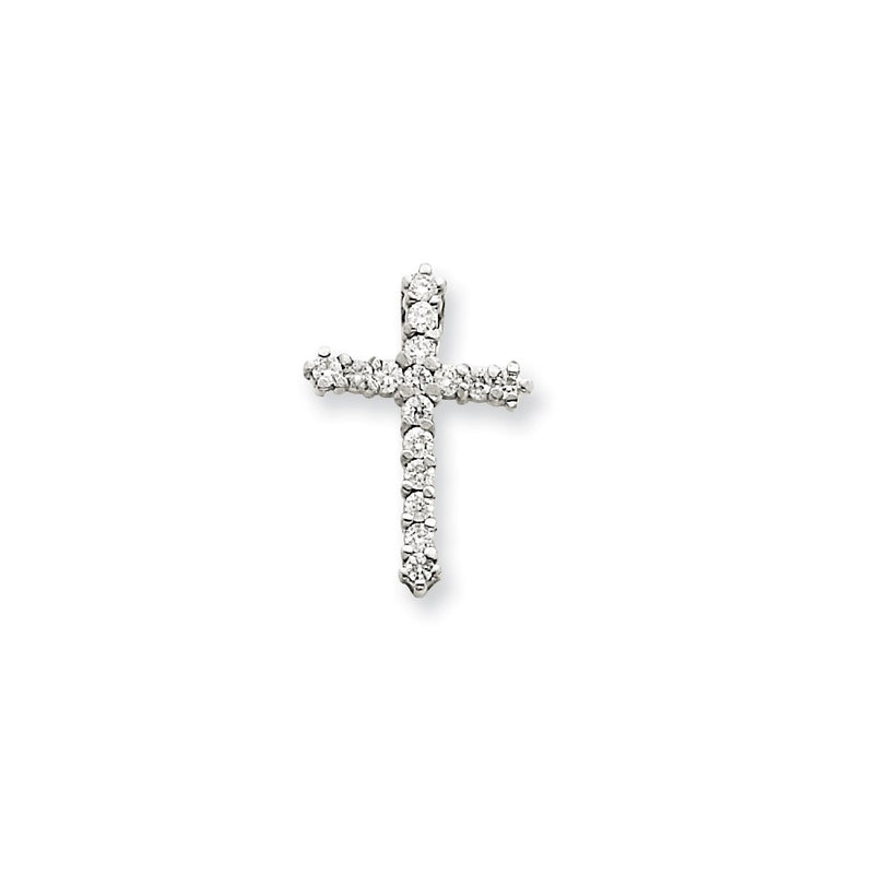 14k White Gold AAA Diamond Cross