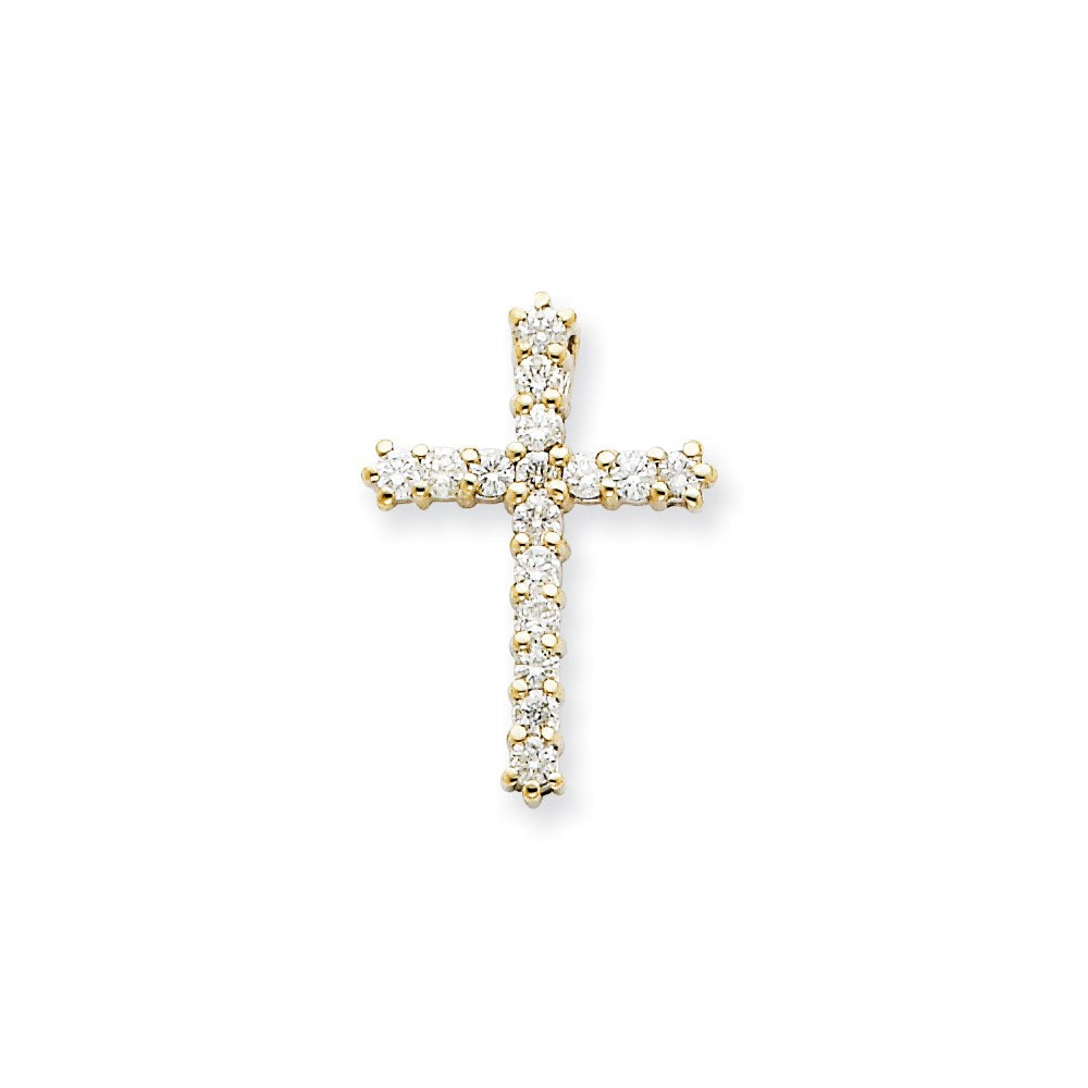 14K Yellow Gold AAA Real Diamond Cross