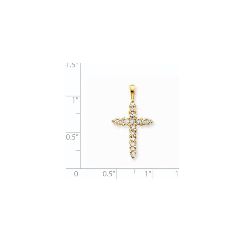 14K Yellow Gold AA Real Diamond Cross Pendant