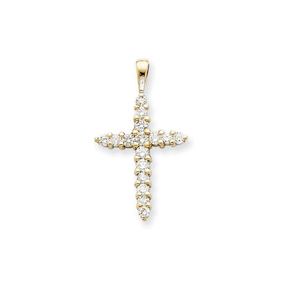 14k White Gold AAA Diamond Cross