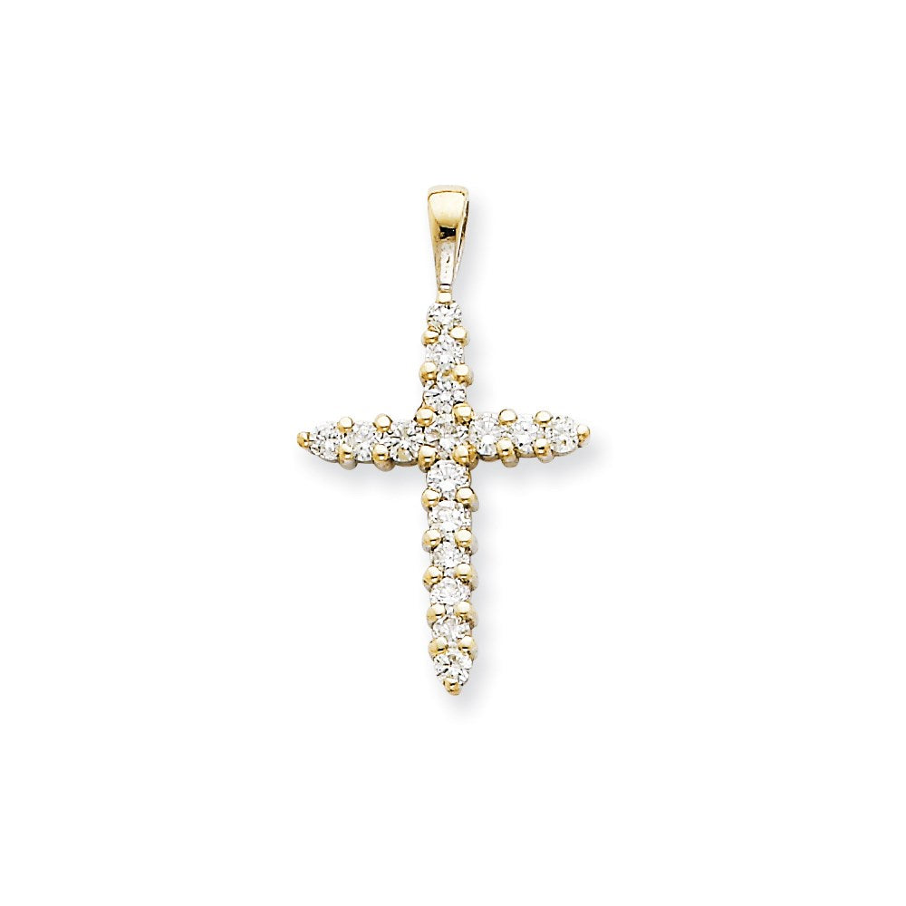 14k White Gold A Diamond Cross