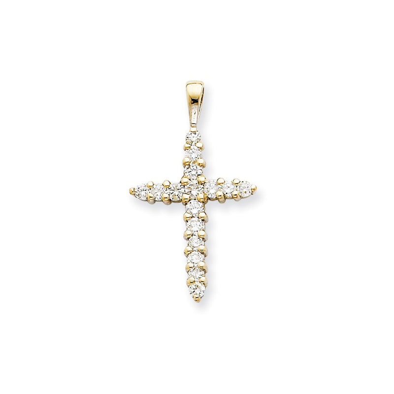 14k White Gold A Diamond Cross