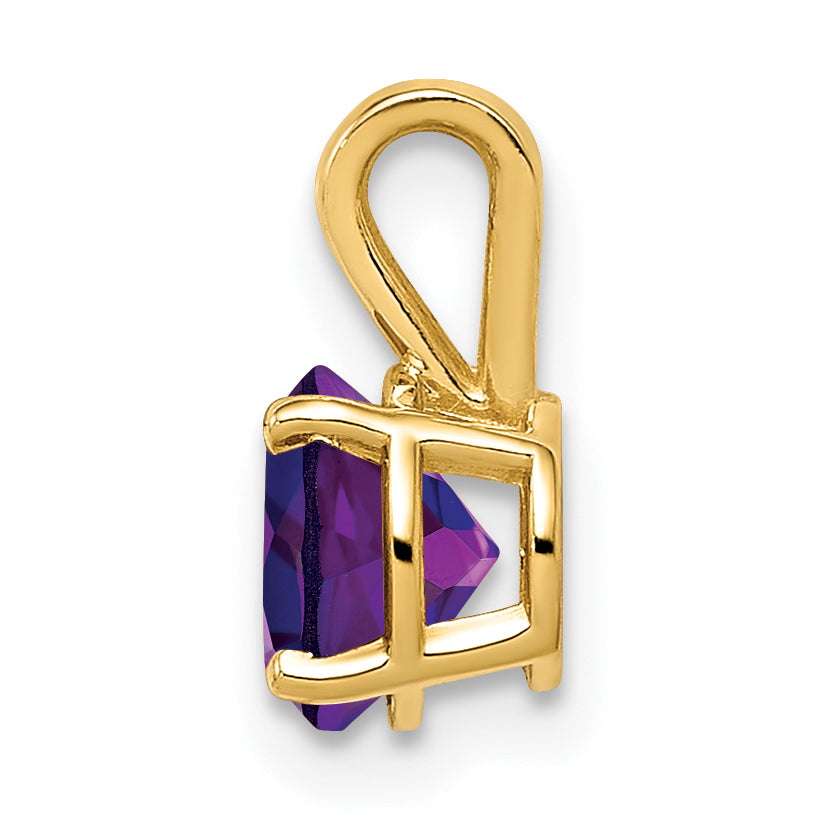 14K Yellow Gold 6mm Amethyst Checker pendant