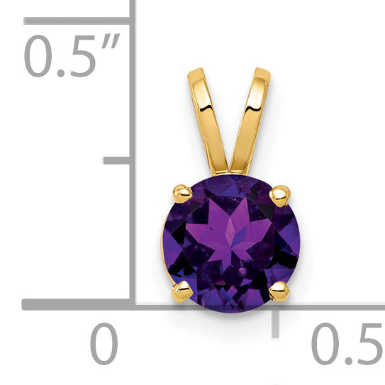 14K Yellow Gold 6mm Amethyst Checker pendant