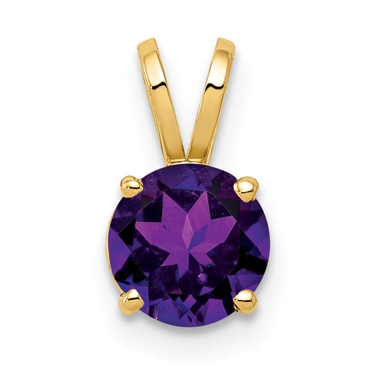 14K Yellow Gold 6mm Amethyst Checker pendant