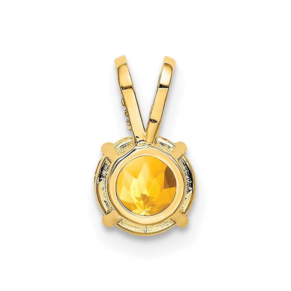 14K Yellow Gold 6mm Citrine Checker pendant