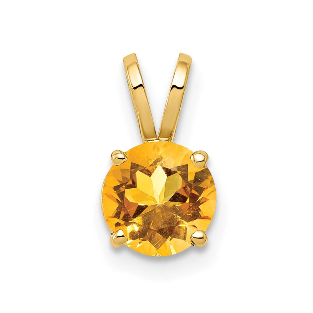 14K Yellow Gold 6mm Citrine Checker pendant