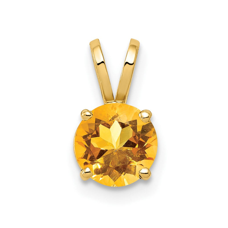 14K Yellow Gold 6mm Citrine Checker pendant