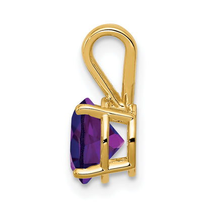 14K Yellow Gold 7mm Amethyst Checker pendant