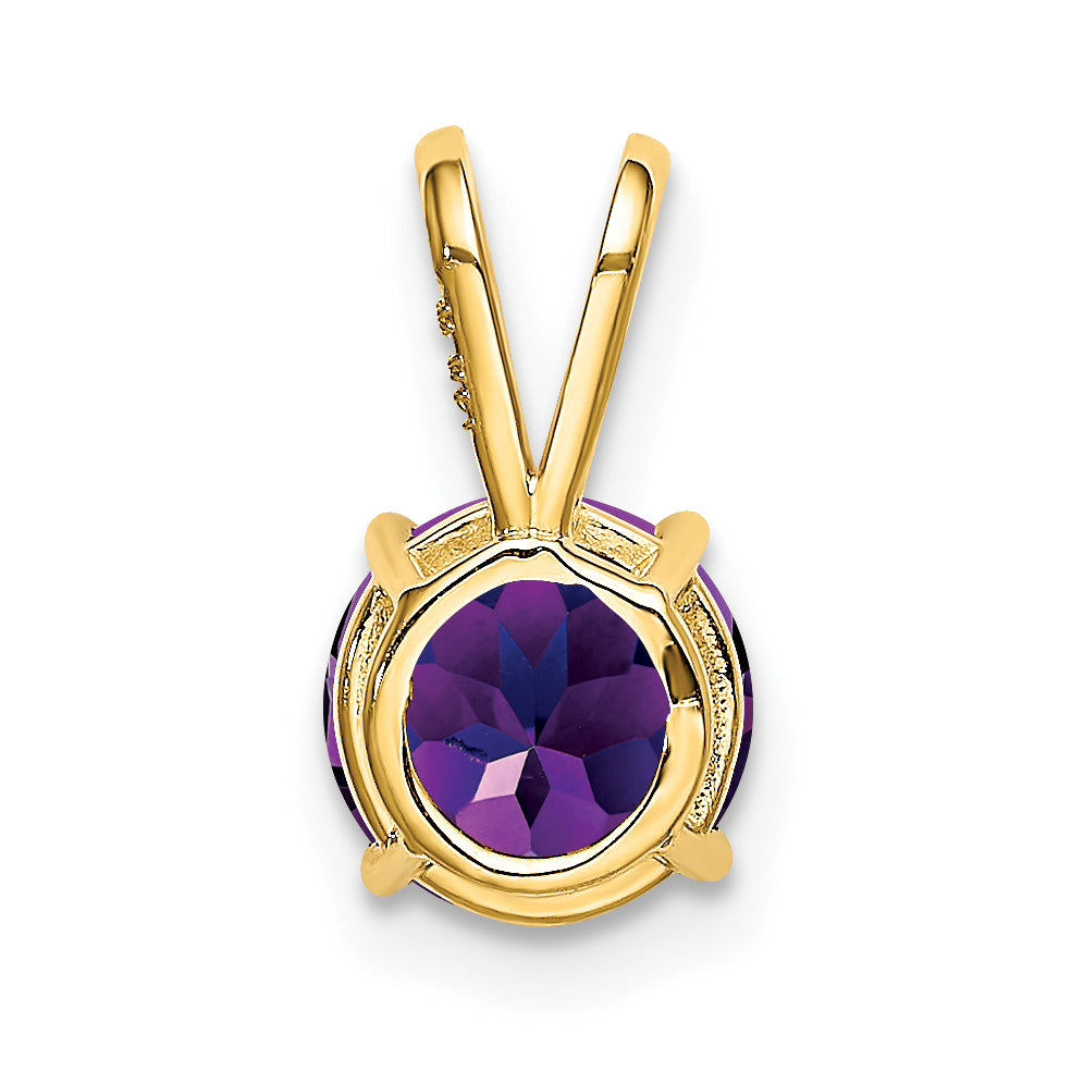 14K Yellow Gold 7mm Amethyst Checker pendant