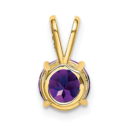 14K Yellow Gold 7mm Amethyst Checker pendant