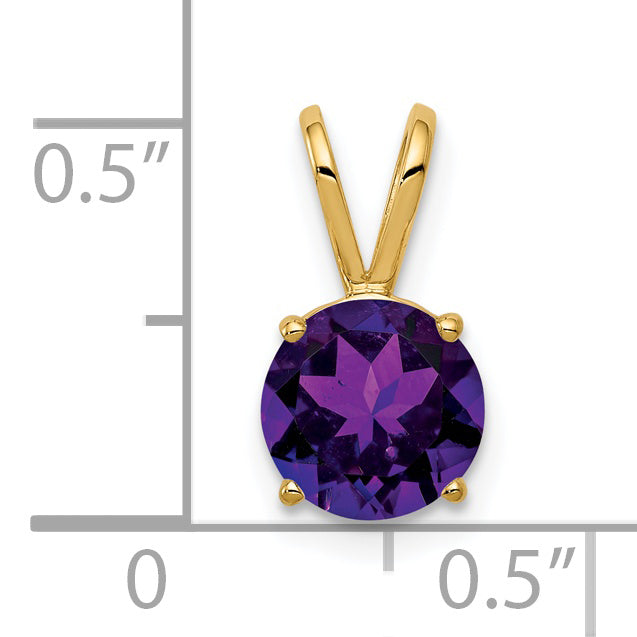14K Yellow Gold 7mm Amethyst Checker pendant