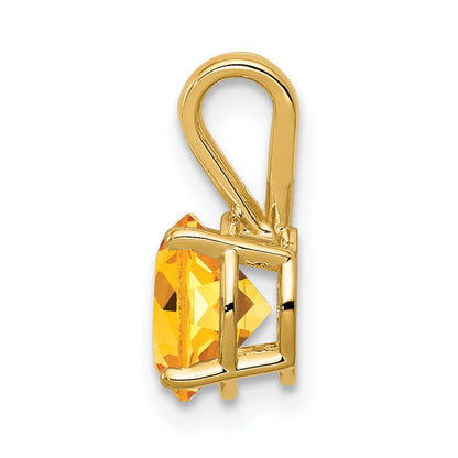14K Yellow Gold 7mm Citrine Checker pendant