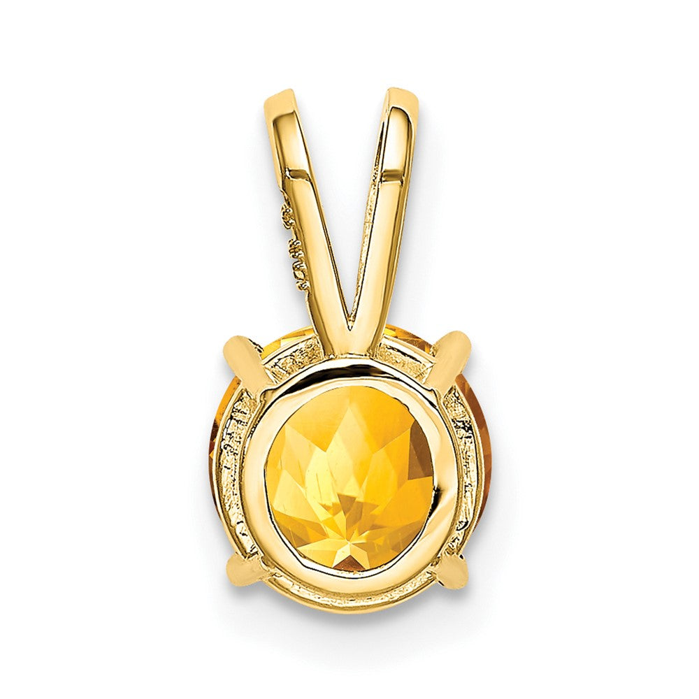 14K Yellow Gold 7mm Citrine Checker pendant