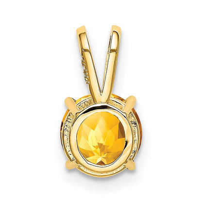 14K Yellow Gold 7mm Citrine Checker pendant