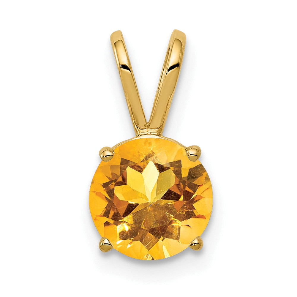 14K Yellow Gold 7mm Citrine Checker pendant