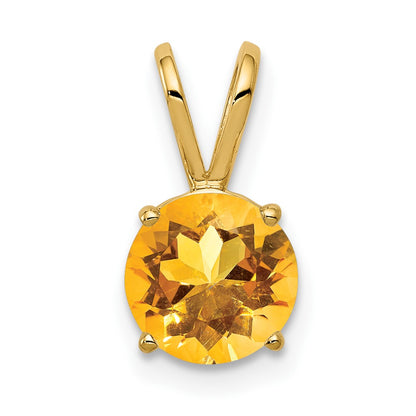 14K Yellow Gold 7mm Citrine Checker pendant
