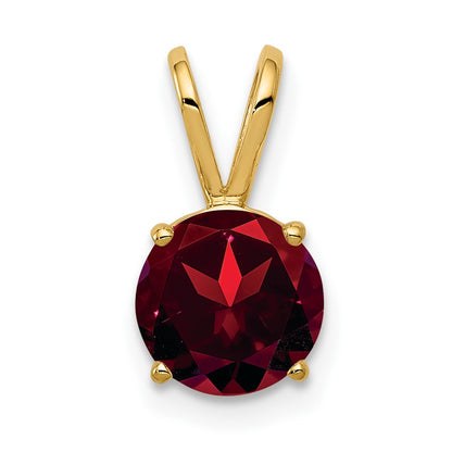14K Yellow Gold 7mm Garnet Checker pendant