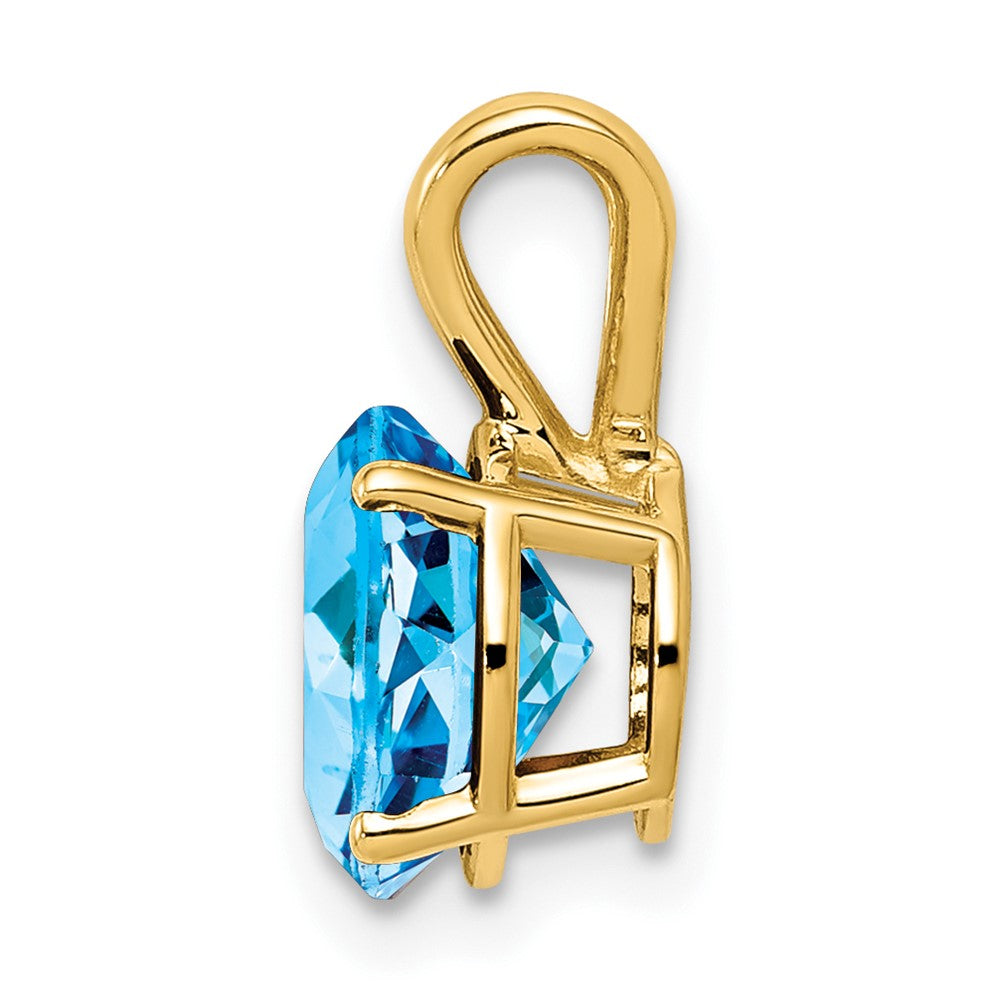 14K Yellow Gold 8mm Blue Topaz Checker pendant