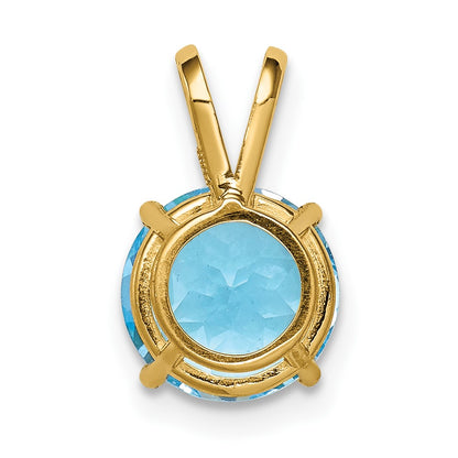 14K Yellow Gold 8mm Blue Topaz Checker pendant