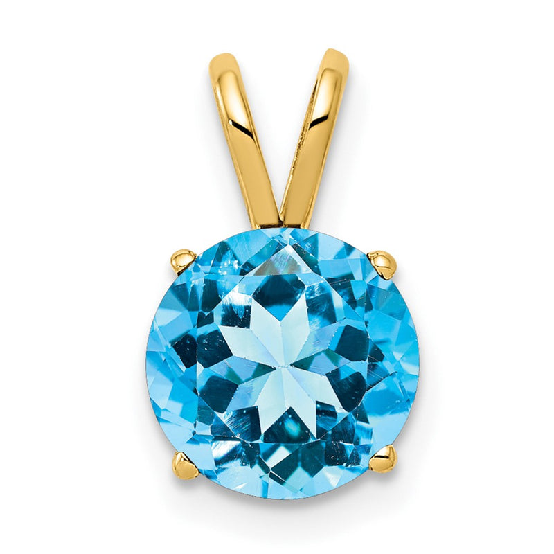 14K Yellow Gold 8mm Blue Topaz Checker pendant