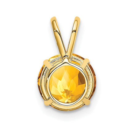 14K Yellow Gold 8mm Citrine Checker pendant