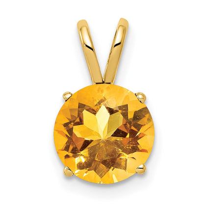 14K Yellow Gold 8mm Citrine Checker pendant