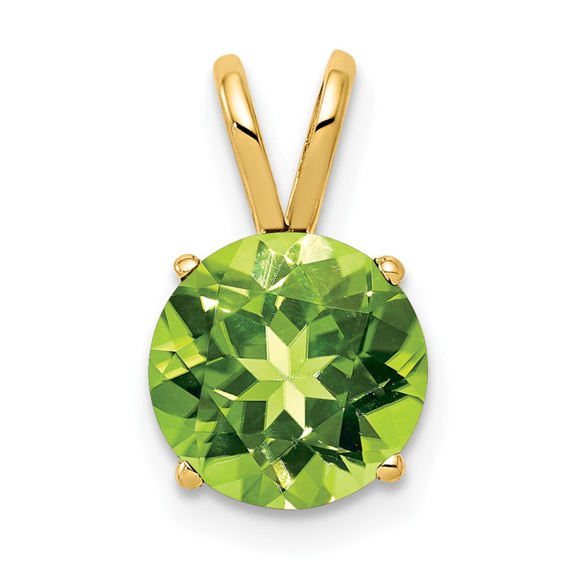 14K Yellow Gold 8mm Peridot Pendant