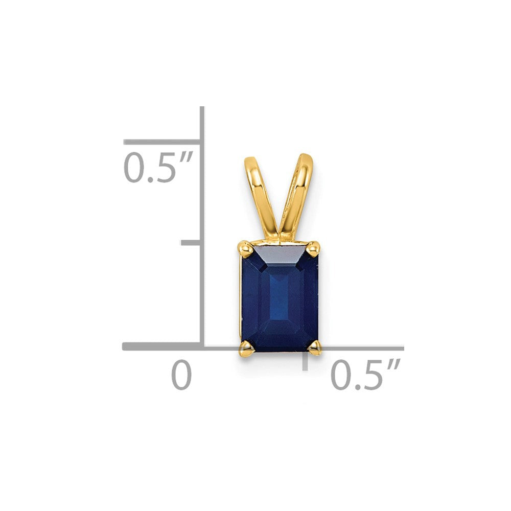 14K Yellow Gold 7x5mm Emerald Cut Sapphire pendant