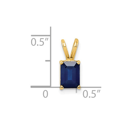 14K Yellow Gold 7x5mm Emerald Cut Sapphire pendant