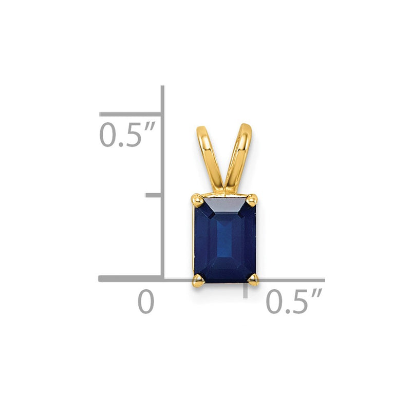14K Yellow Gold 7x5mm Emerald Cut Sapphire pendant