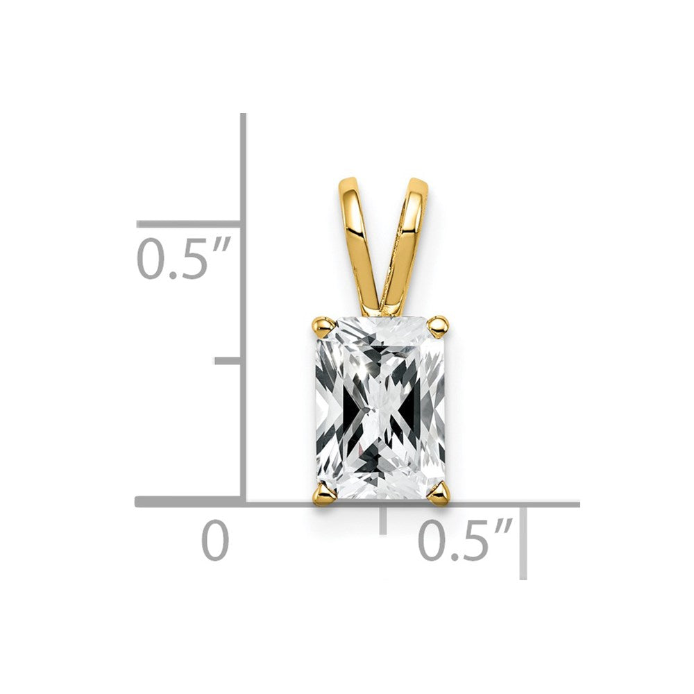 14K Yellow Gold 8X6mm Emerald Cut Cubic Zirconia Pendant