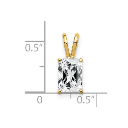 14K Yellow Gold 8X6mm Emerald Cut Cubic Zirconia Pendant