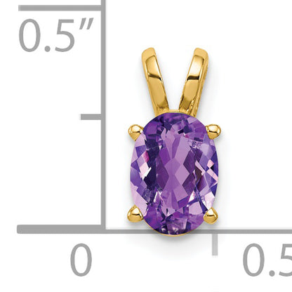 14K Yellow Gold 7x5mm Oval Amethyst pendant